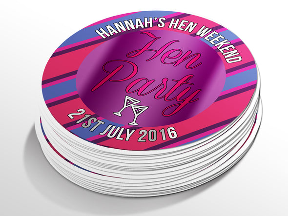 Personalised Round Hen Party Sticker Labels, party label, surprise party, custom sticker