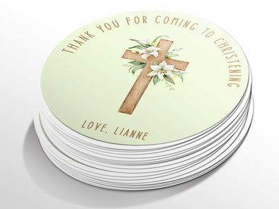 Personalised Round Baptism Sticker Labels, Christening sticker, custom sticker