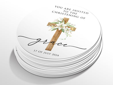 Personalised Round Baptism Sticker Labels, Christening sticker, custom sticker