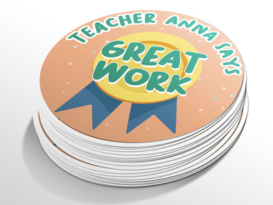 Personalised Round Teacher Sticker Labels, student sticker, school sticker