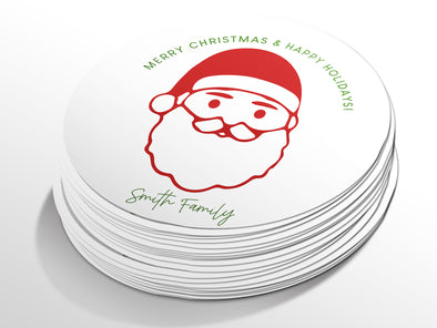 Personalised Round Christmas Sticker Labels, party label, surprise party, holiday sticker