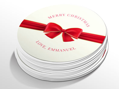 Personalised Round Christmas Sticker Labels, party label, surprise party, holiday sticker