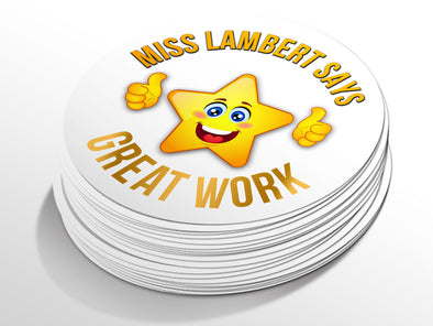 Personalised Round Teacher Sticker Labels, student sticker, school sticker