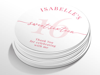 Personalised Round Birthday Sticker Labels, party label, surprise party, birthday label