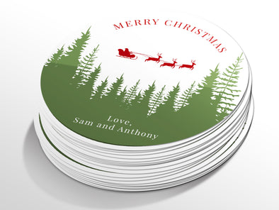 Personalised Round Christmas Sticker Labels, party label, surprise party, holiday sticker