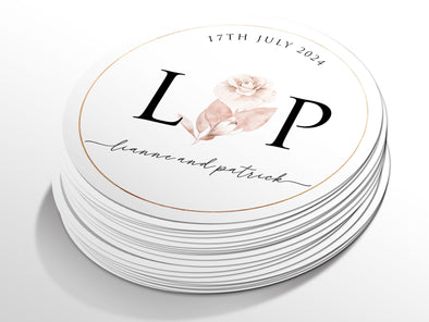 Personalised Round Wedding Sticker Labels, Party bag, logo stickers