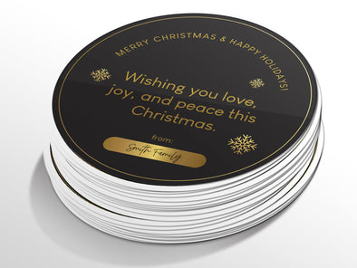 Personalised Round Christmas Sticker Labels, party label, surprise party, holiday sticker