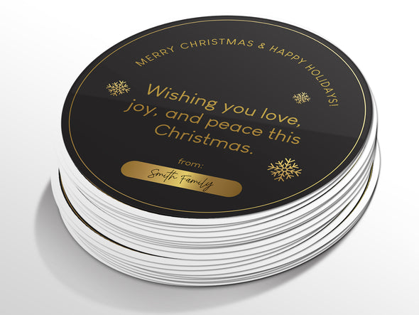 Personalised Round Christmas Sticker Labels, party label, surprise party, holiday sticker