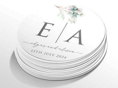 Personalised Round Wedding Sticker Labels, Party bag, logo stickers