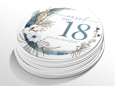Personalised Round Birthday Sticker Labels, party label, surprise party, birthday label