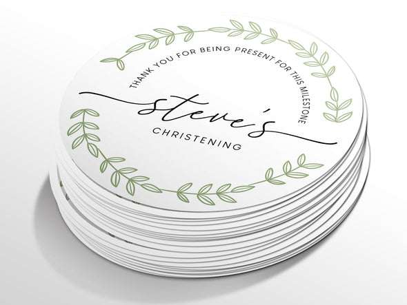 Personalised Round Baptism Sticker Labels, Christening sticker, custom sticker