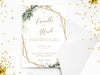 Personalised Sage Leaves and Gold Wedding Invitations with Envelopes