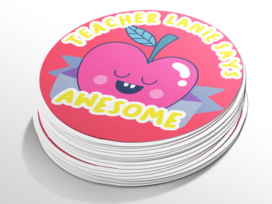 Personalised Round Teacher Sticker Labels, student sticker, school sticker