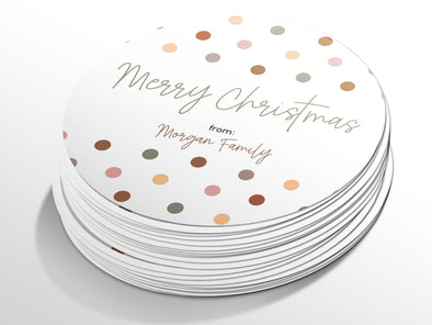 Personalised Round Christmas Sticker Labels, party label, surprise party, holiday sticker