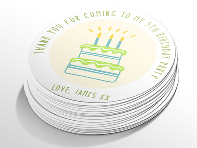 Personalised Round Birthday Sticker Labels, party label, surprise party, birthday label