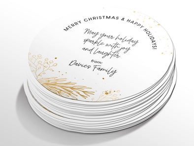 Personalised Round Christmas Sticker Labels, party label, surprise party, holiday sticker