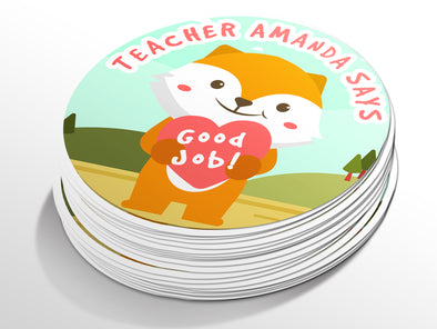 Personalised Round Teacher Sticker Labels, student sticker, school sticker