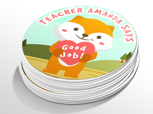 Personalised Round Teacher Sticker Labels, student sticker, school sticker
