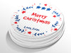 Personalised Round Christmas Sticker Labels, party label, surprise party, holiday sticker