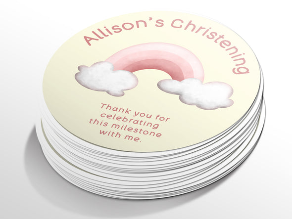 Personalised Round Baptism Sticker Labels, Christening sticker, custom sticker
