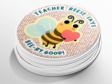 Personalised Round Teacher Sticker Labels, student sticker, school sticker