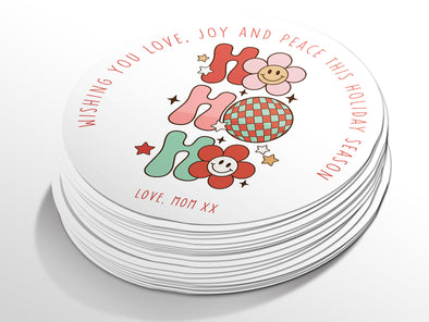 Personalised Round Christmas Sticker Labels, party label, surprise party, holiday sticker