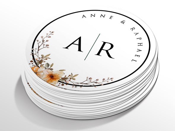 Personalised Round Wedding Sticker Labels, Party bag, logo stickers