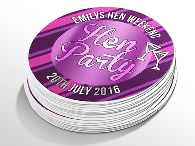 Personalised Round Hen Party Sticker Labels, party label, surprise party, custom sticker
