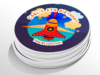 Personalised Round Birthday Sticker Labels, party label, surprise party, birthday label, kids sticker