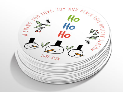 Personalised Round Christmas Sticker Labels, party label, surprise party, holiday sticker