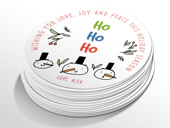Personalised Round Christmas Sticker Labels, party label, surprise party, holiday sticker