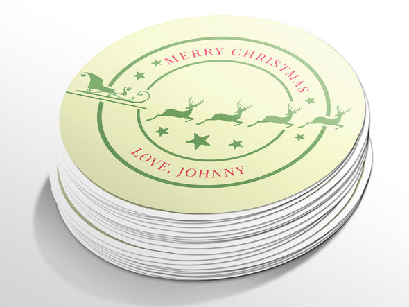 Personalised Round Christmas Sticker Labels, party label, surprise party, holiday sticker