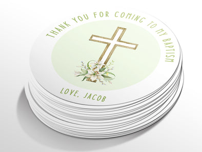 Personalised Round Baptism Sticker Labels, Christening sticker, custom sticker