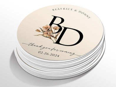 Personalised Round Wedding Sticker Labels, Party bag, logo stickers