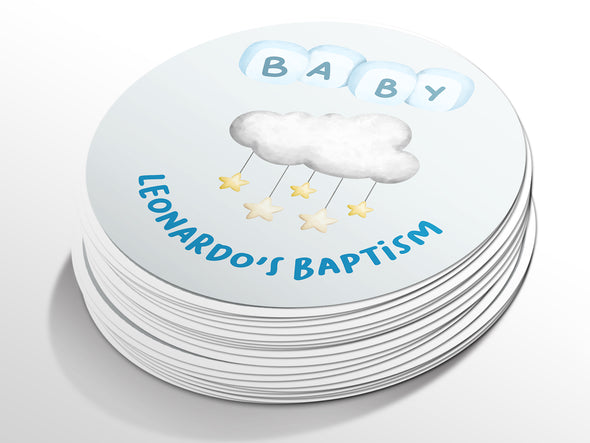 Personalised Round Baptism Sticker Labels, Christening sticker, custom sticker