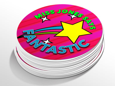 Personalised Round Teacher Sticker Labels, student sticker, school sticker