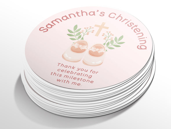 Personalised Round Baptism Sticker Labels, Christening sticker, custom sticker