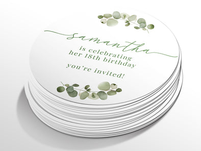 Personalised Round Birthday Sticker Labels, party label, surprise party, birthday label