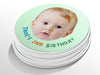 Personalised Round Birthday Photo Sticker Labels, party label, surprise party, custom birthday sticker