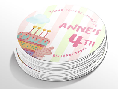 Personalised Round Birthday Sticker Labels, party label, surprise party, birthday label, kids sticker