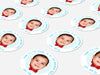 Personalised Round Birthday Photo Sticker Labels, party label, surprise party, custom birthday sticker