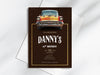Personalised Retro Vintage Car Birthday Party Invitations with Envelopes