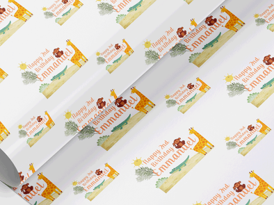 Personalised Kids Safari themed Gift Wrap/Wrapping Paper