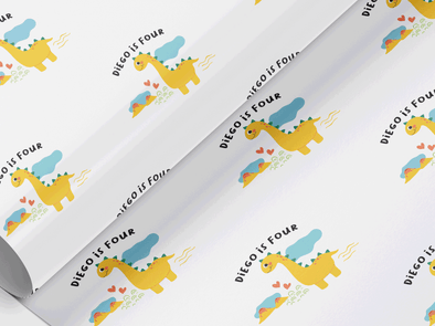 Personalised Kids Dinosaur themed Gift Wrap/Wrapping Paper