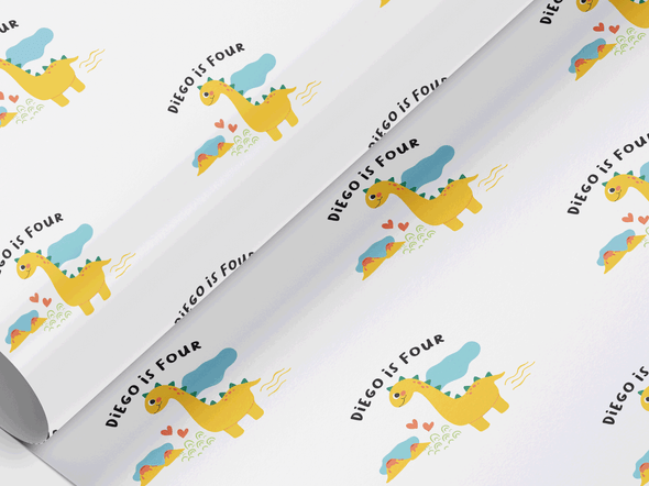 Personalised Kids Dinosaur themed Gift Wrap/Wrapping Paper