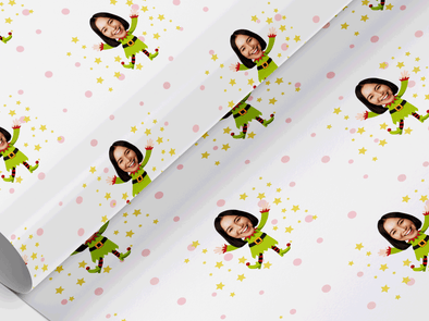Personalised Christmas funny face photo elf Gift Wrap/Wrapping Paper
