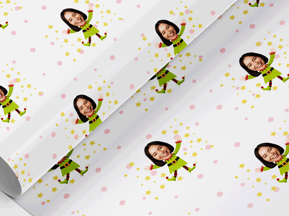 Personalised Christmas funny face photo elf Gift Wrap/Wrapping Paper