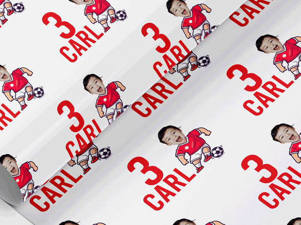 Personalised Birthday face photo soccer themed Gift Wrap/Wrapping Paper