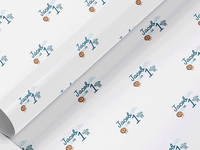 Personalised Kids Safari themed Gift Wrap/Wrapping Paper