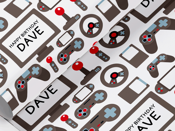 Personalised Kids Birthday game themed Gift Wrap/Wrapping Paper